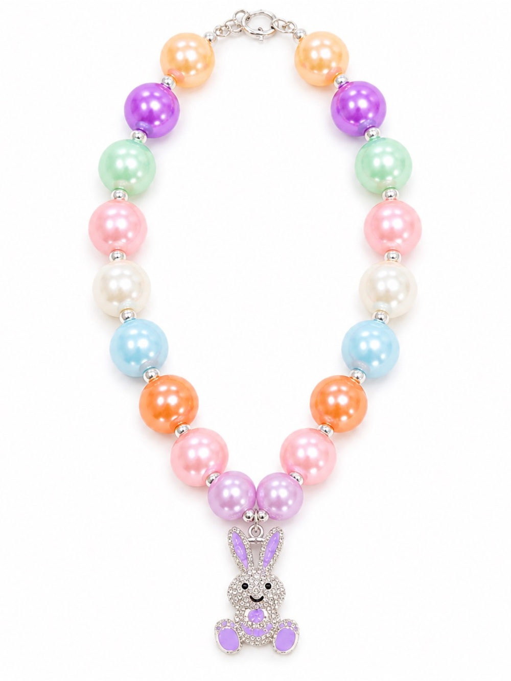 BRAND NEW WITH TAGS Girls Multi-Color Bubble Bunny Rhinestone Necklace Set